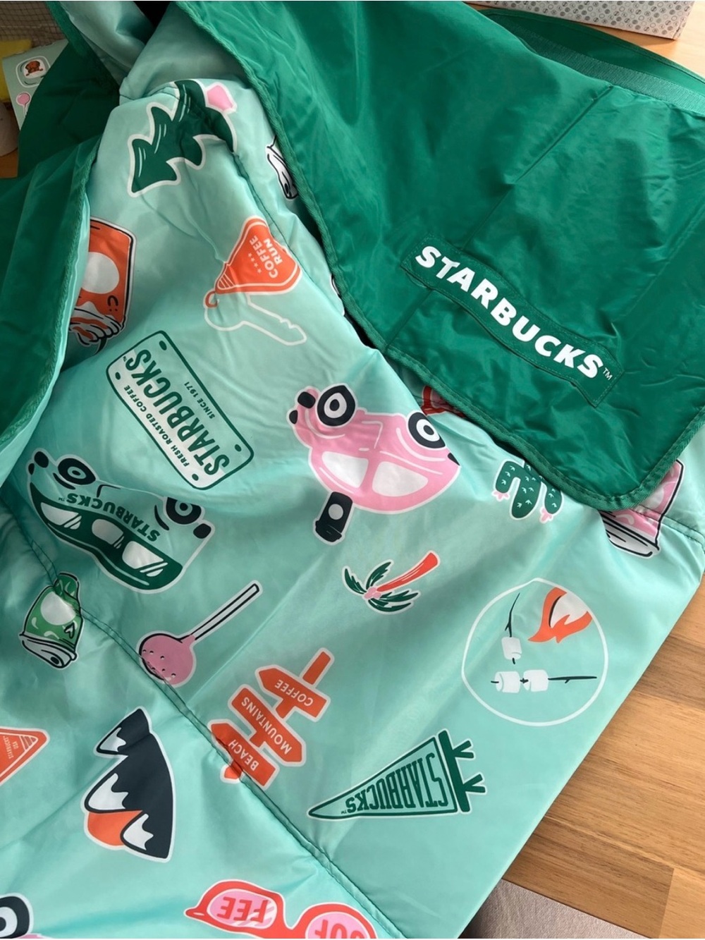 Starbucks Green Roll-Up Picnic Tote with Mint Strap - Picture 5 of 8